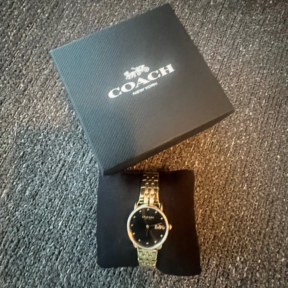 Coach Gold and Black Women's Bracelet Watch
